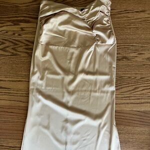 Silk long beige skirt